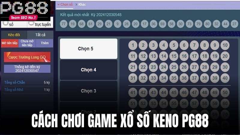 Hướng dẫn tham gia game xổ số keno PG88